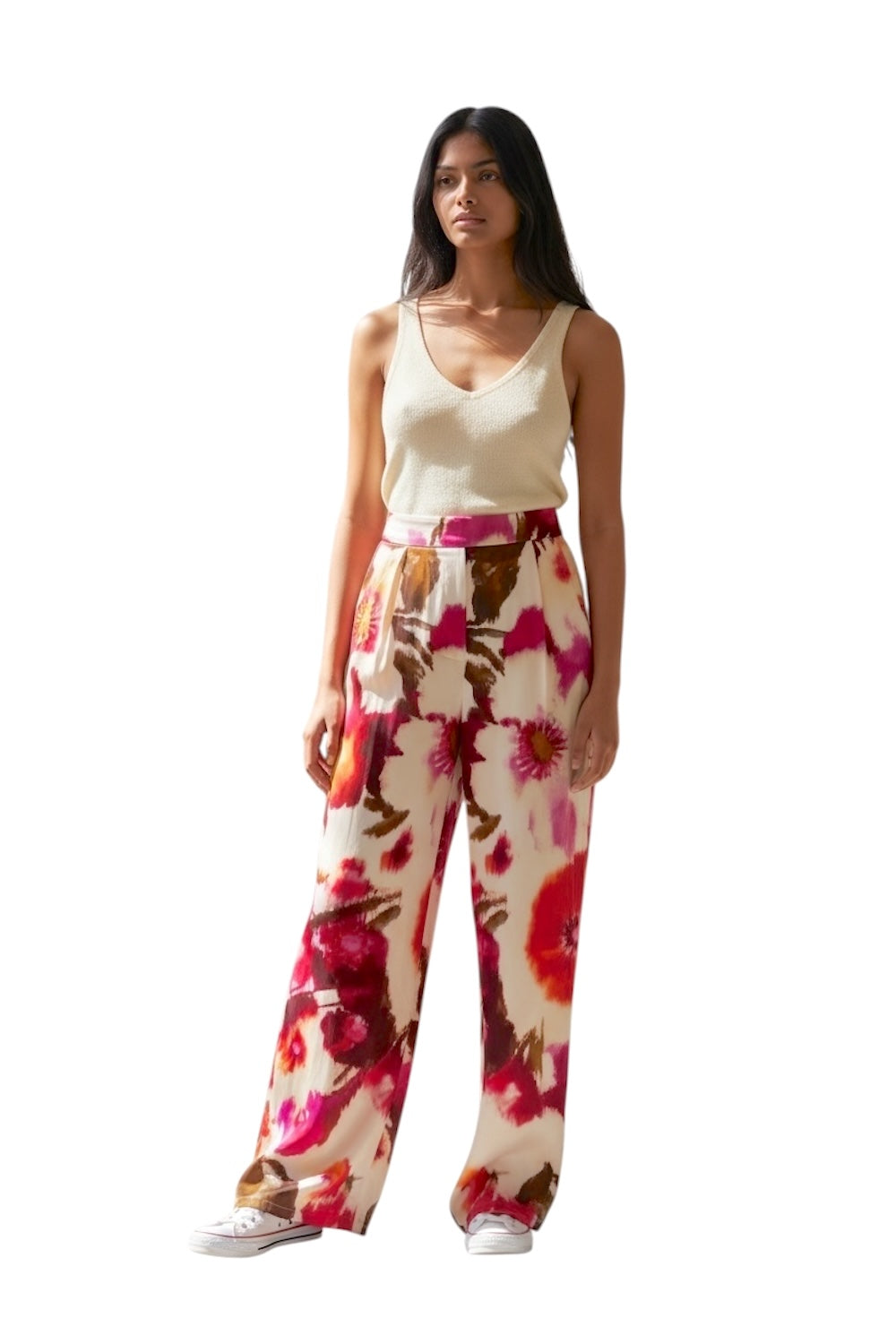 Saiph cream print pants