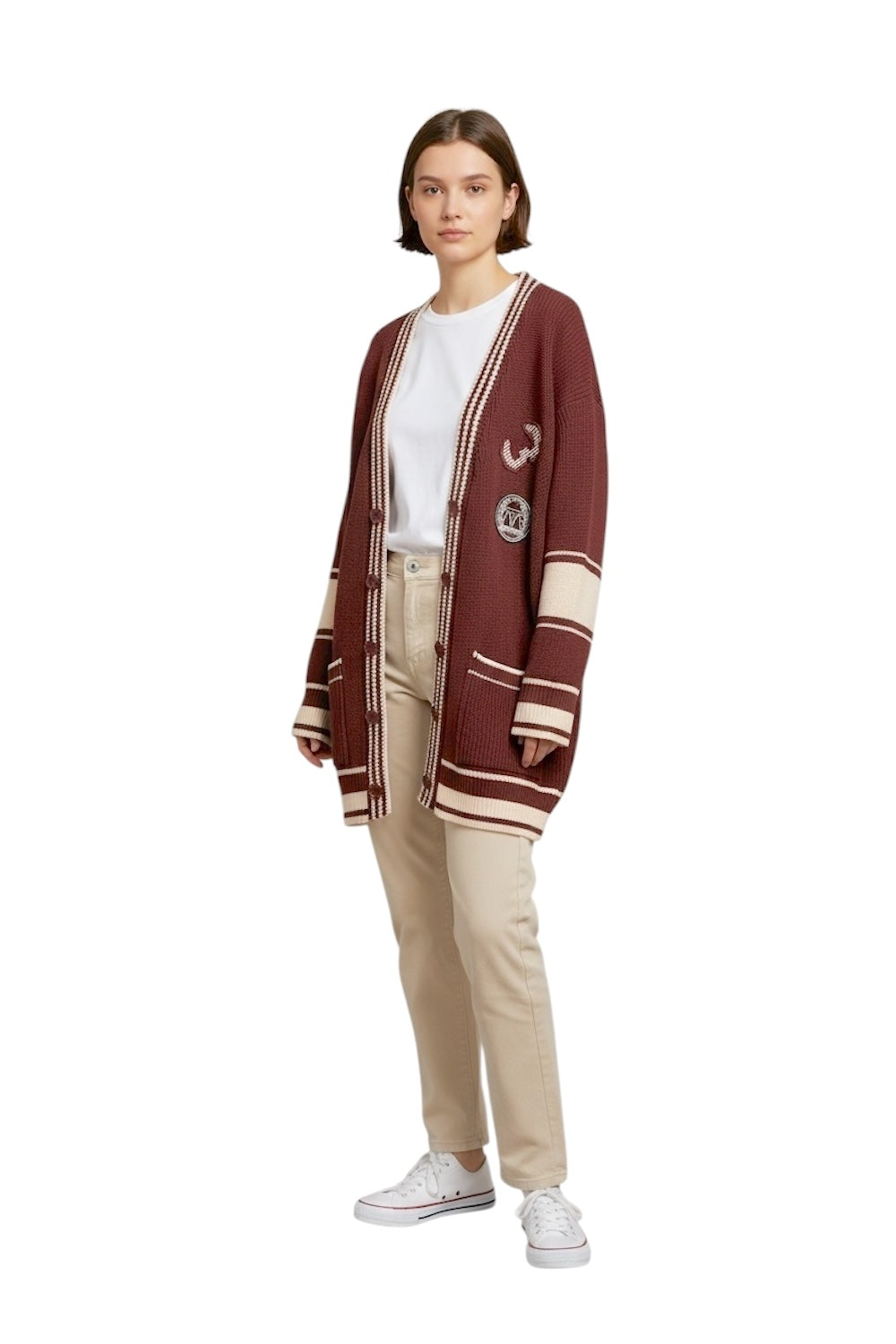 VICOLO ネイティブ柄　カーディガン　made in Italy Vicolo bordeaux cardigan Vicolo