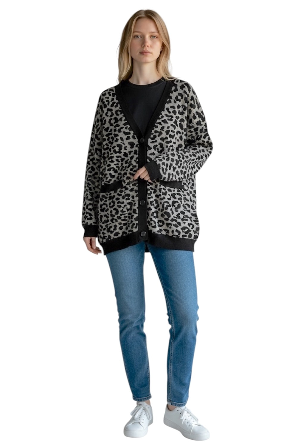 Kontatto black grey cardigan