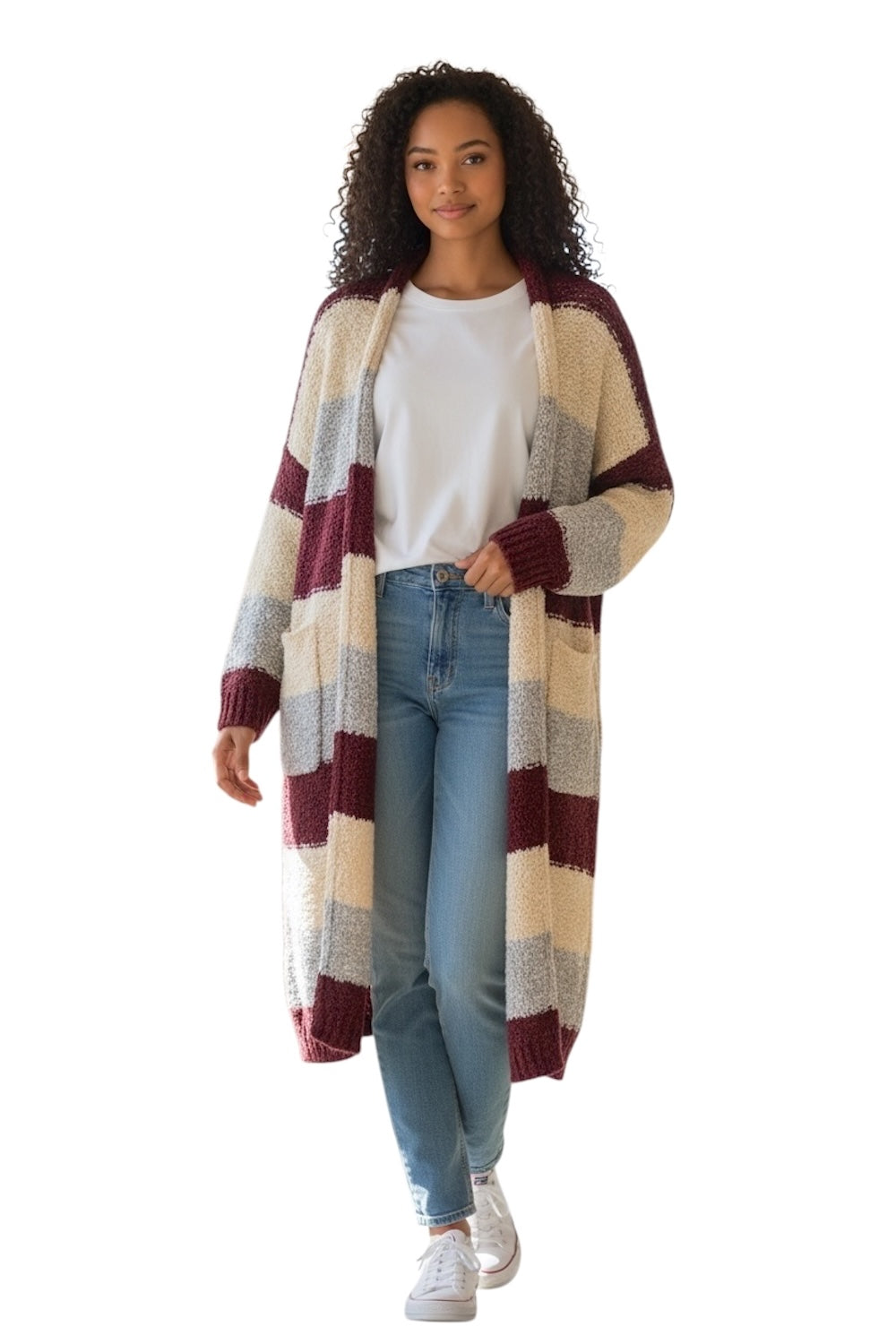 Susy Mix wine red line cardigan