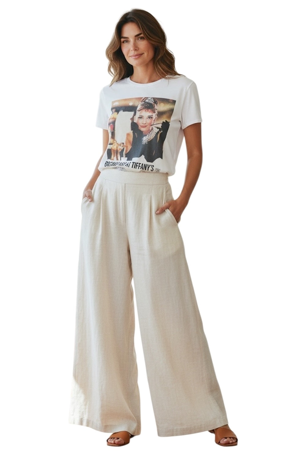 California Vintage breakfast at tiffany's white t-shirt