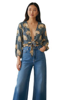 Camicia blu multicolore hindi