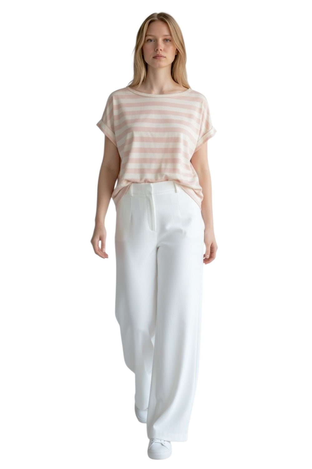 Vicolo pink white striped t-shirt