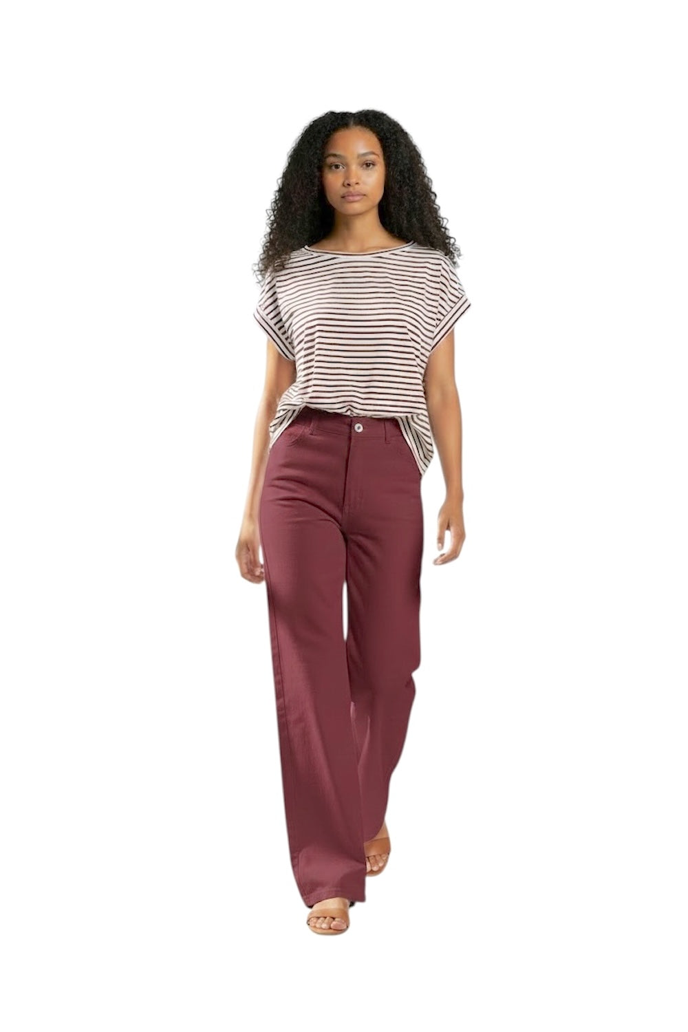 T-shirt a righe bordeaux Vicolo