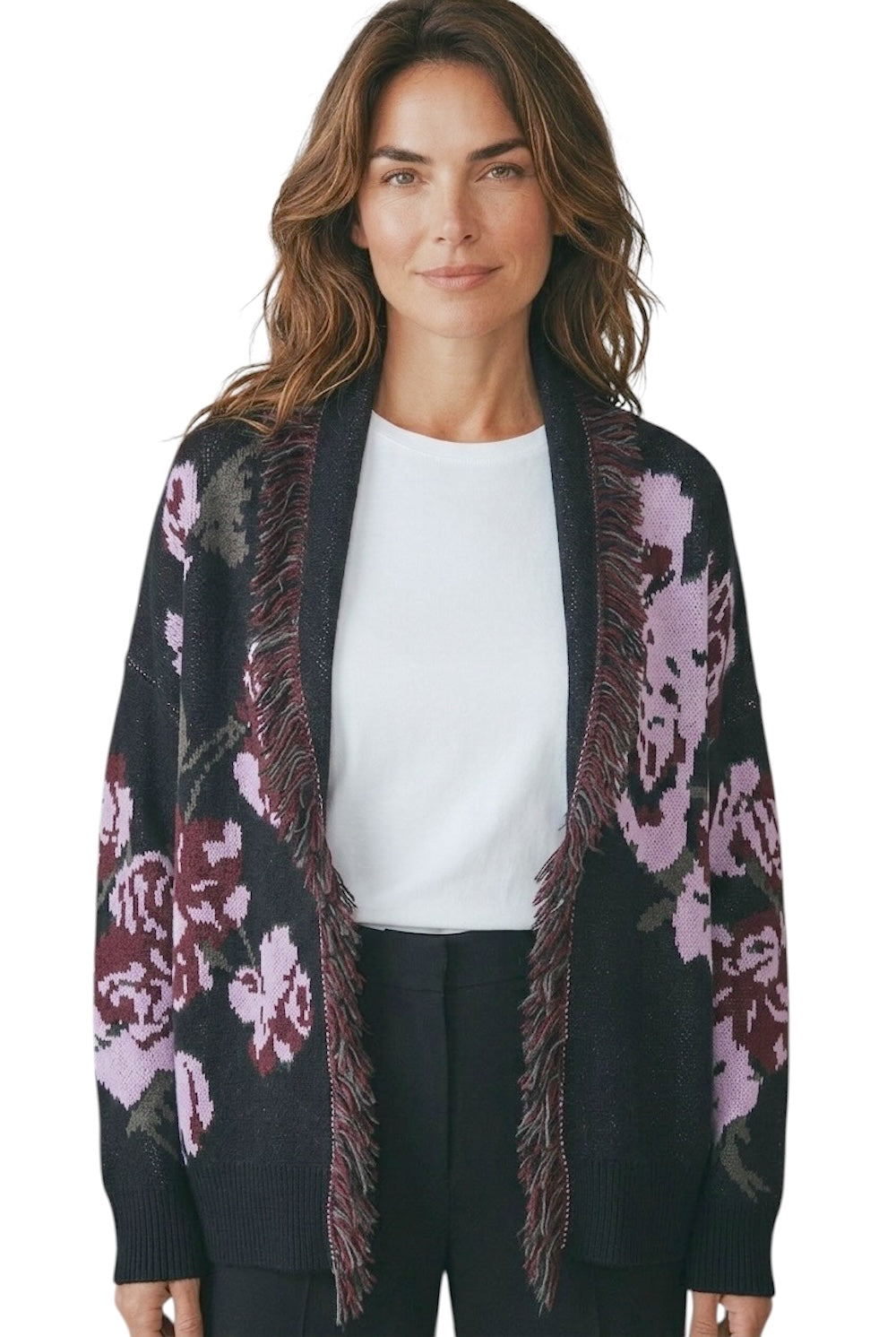 Cardigan Kontatto nero rosa bordeaux kaki