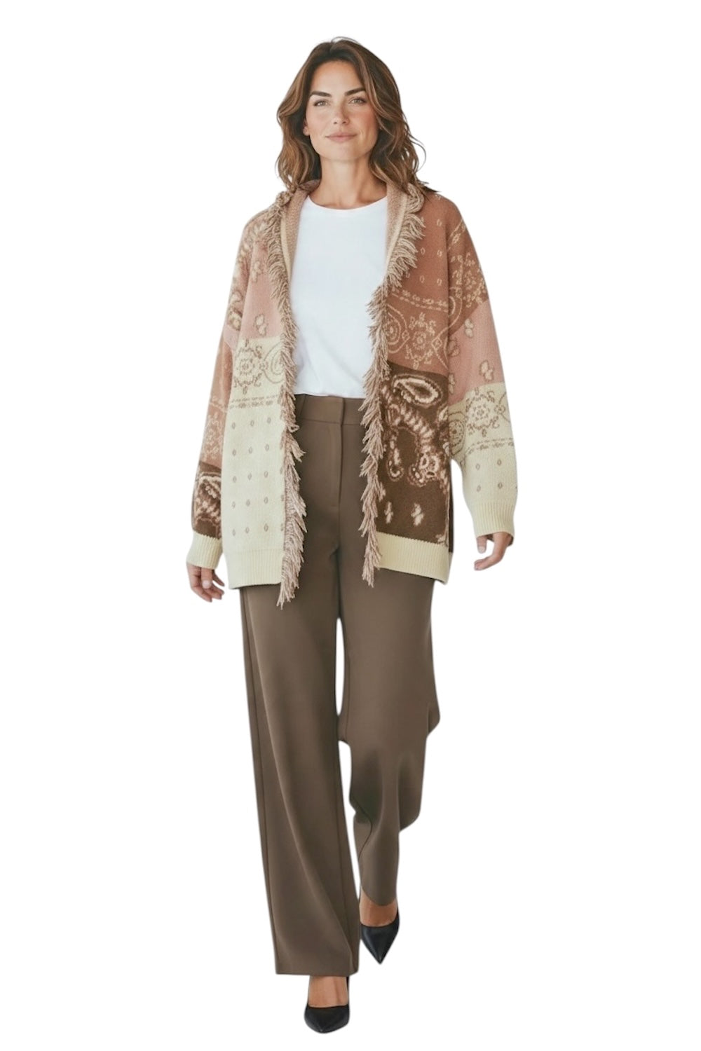 Kontatto ecru-walnut cardigan