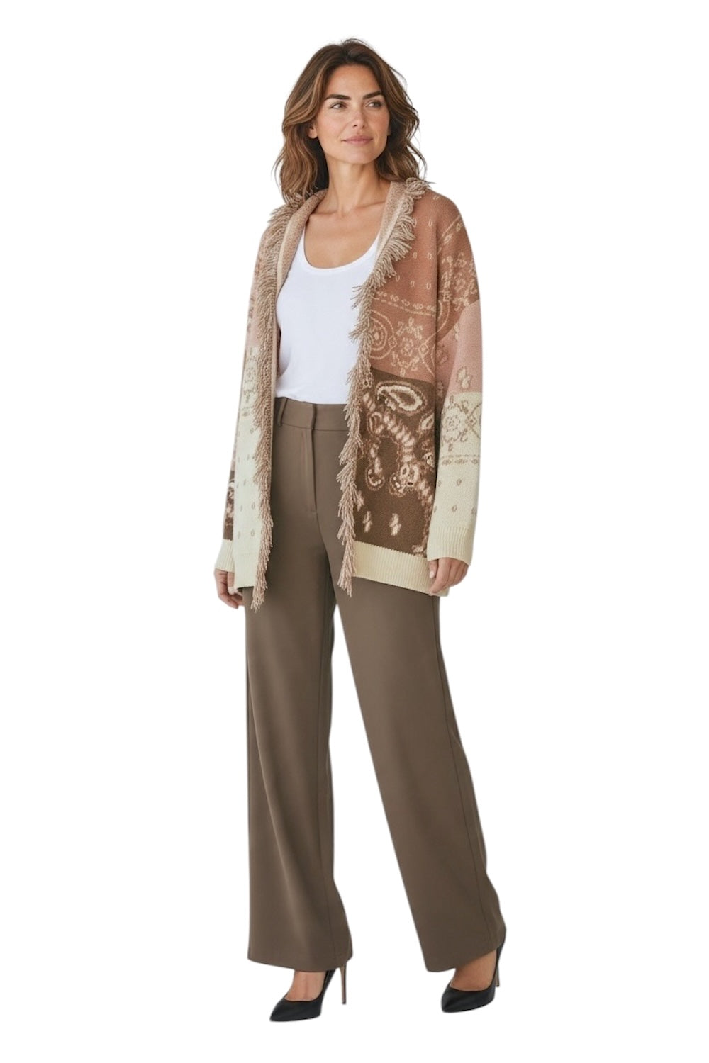 Kontatto ecru-walnut cardigan