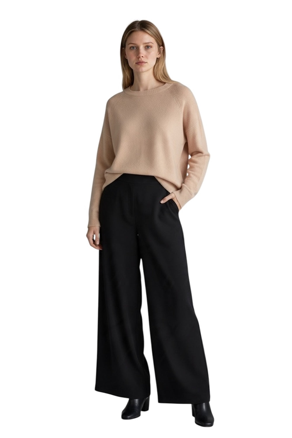 Pullover lungo Vicolo in cashmere rosa antico