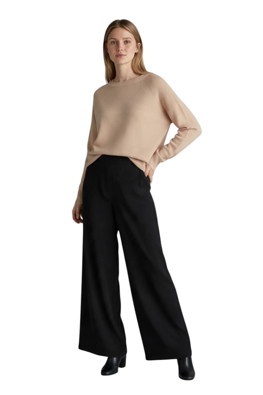 Pullover lungo Vicolo in cashmere rosa antico