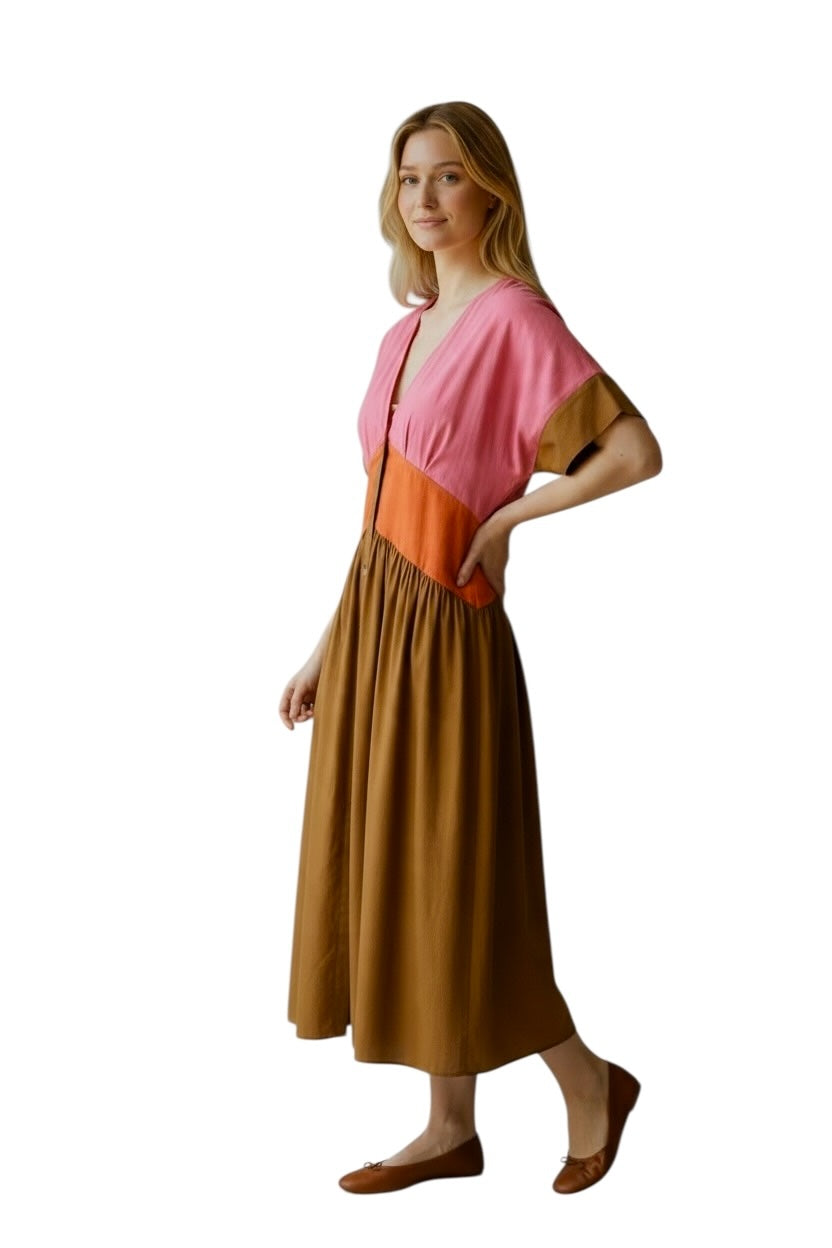 Dixie pink brown chemisier dress