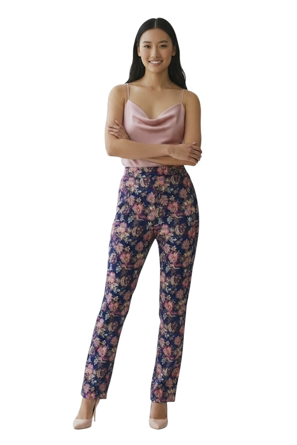 Pantaloni blu con stampa floreale Saiph