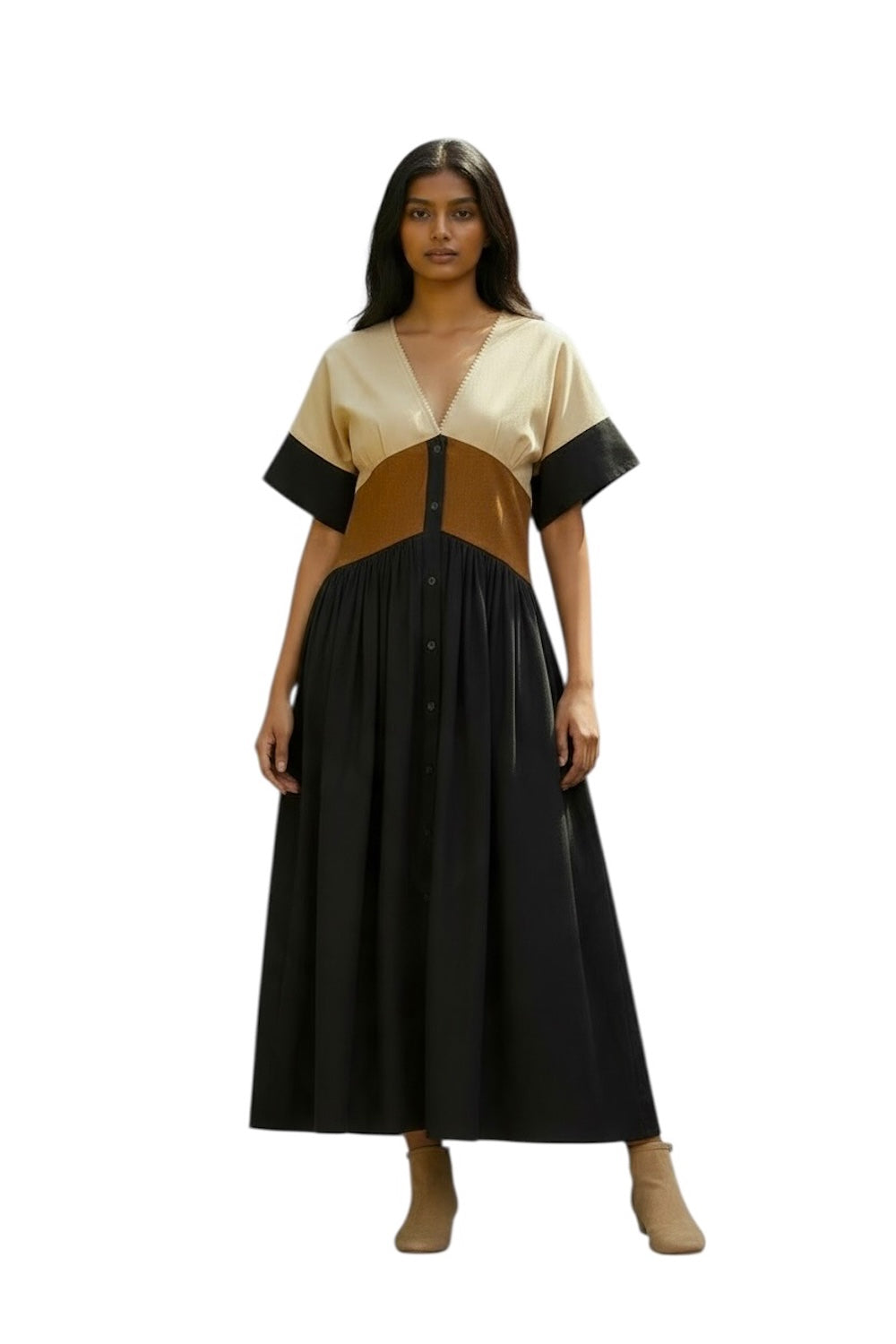Dixie sand black chemisier dress