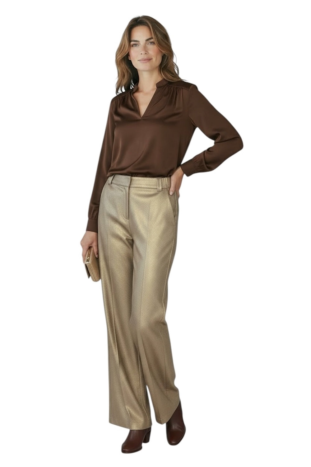 Pantaloni Maryley color oro