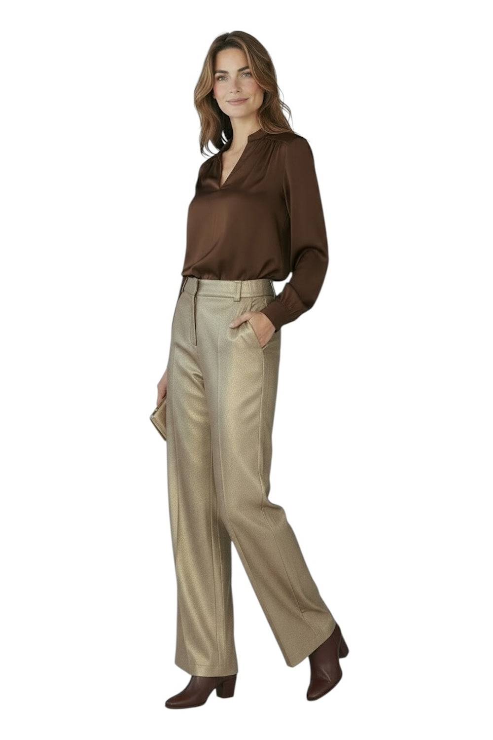 Pantaloni Maryley color oro