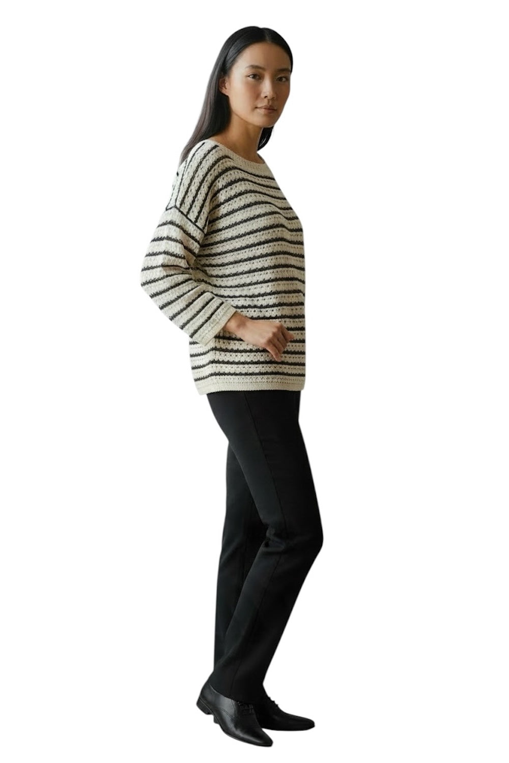 Saiph black cream striped pullover