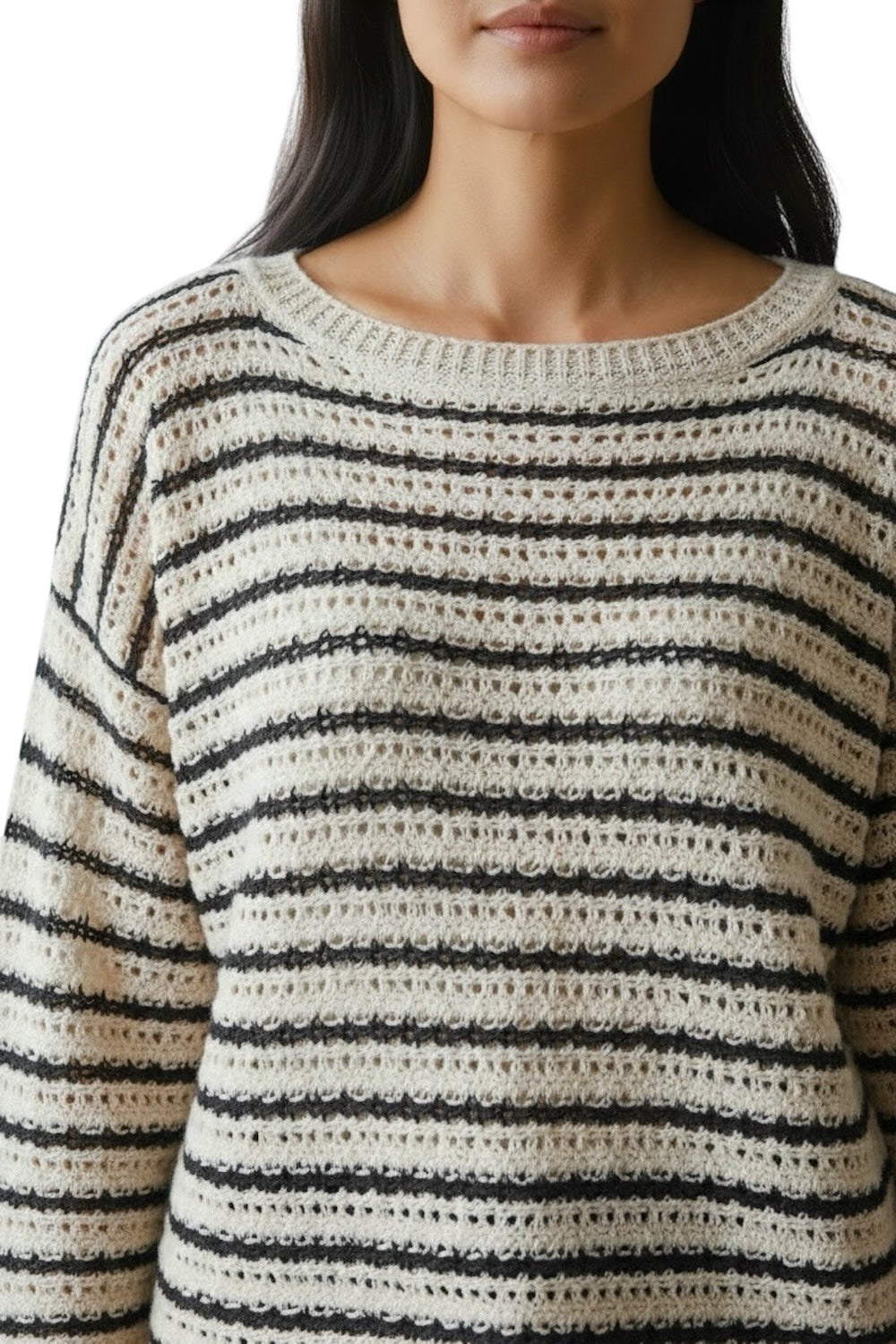 Saiph black cream striped pullover