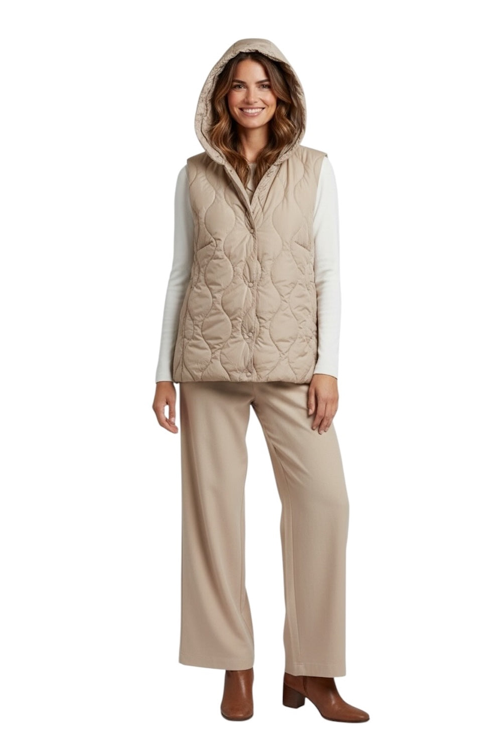 Vicolo beige hooded vest