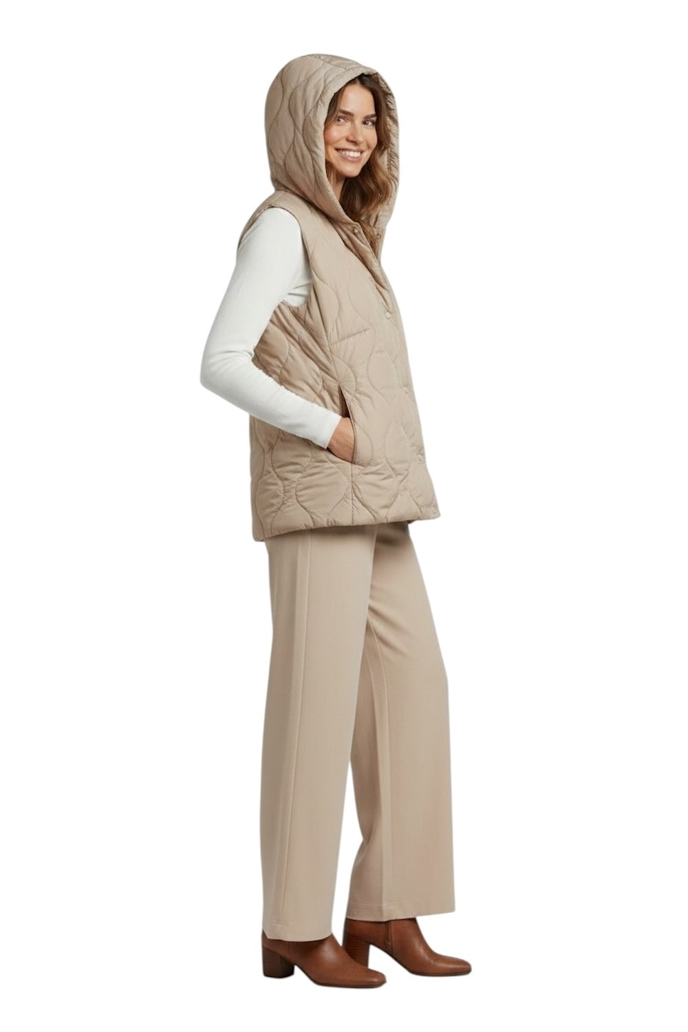 Vicolo beige hooded vest