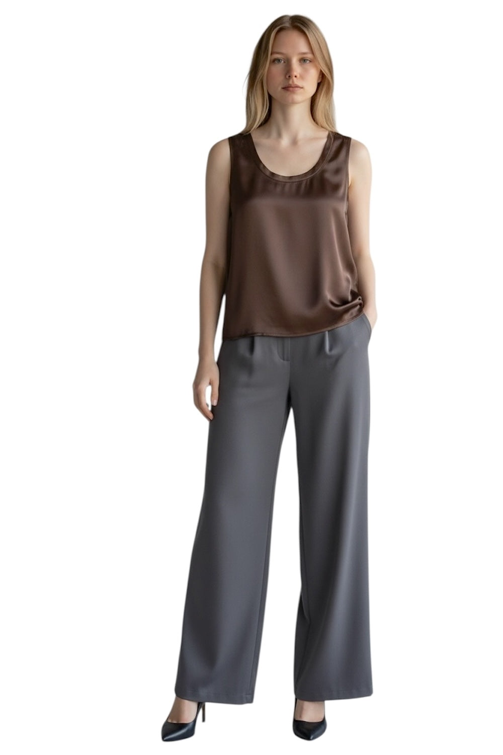 Vicolo dark brown top
