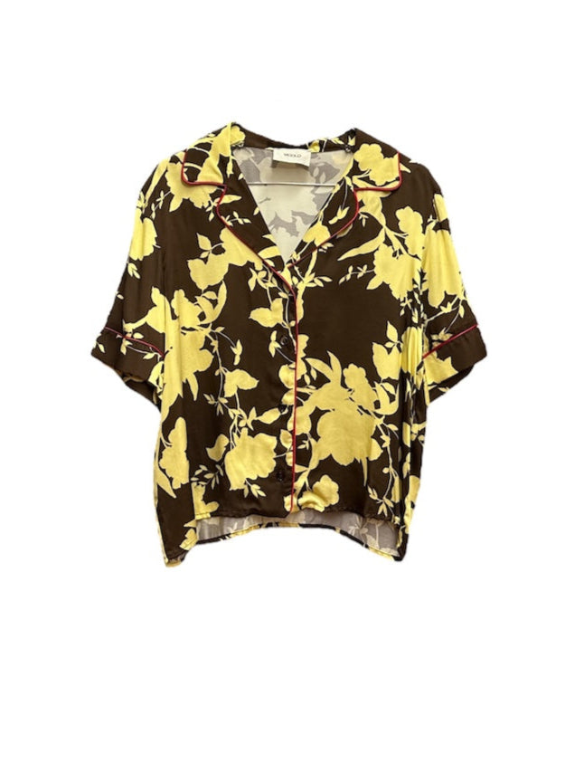 Vicolo brown yellow floral print shirt