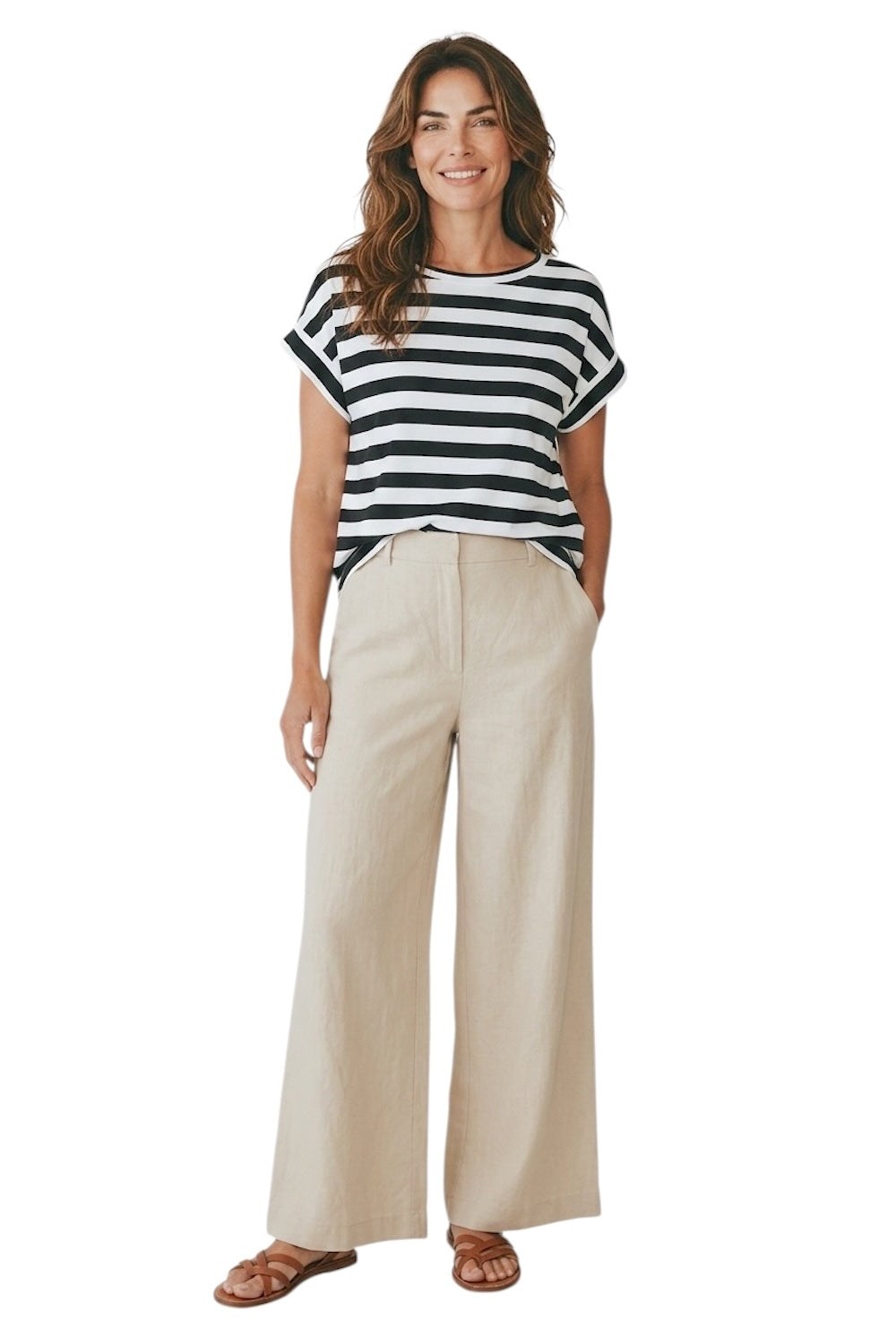 Vicolo black and white line t-shirt