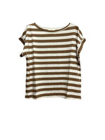Vicolo chocolate wide striped t-shirt
