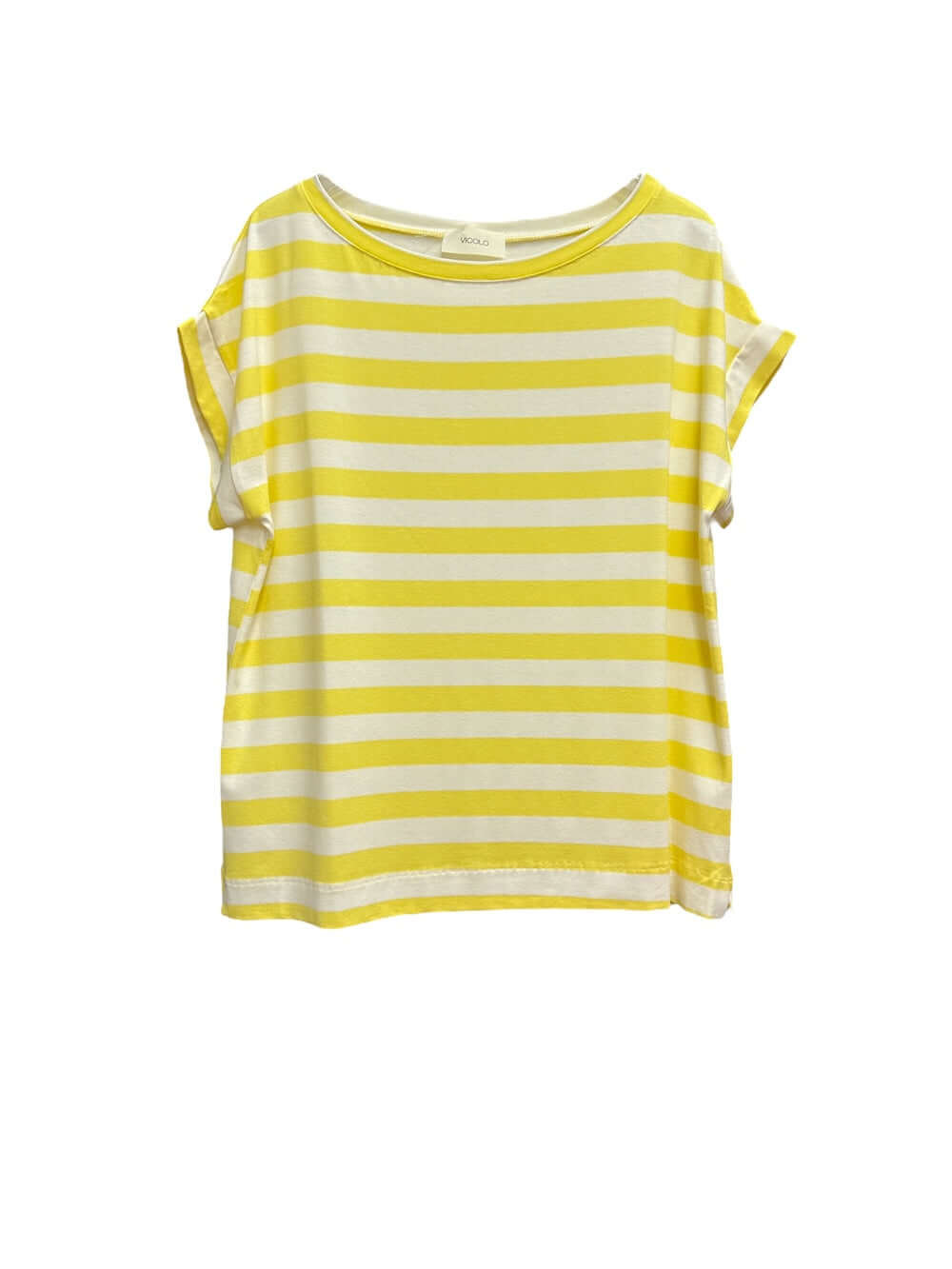Vicolo yellow wide striped t-shirt