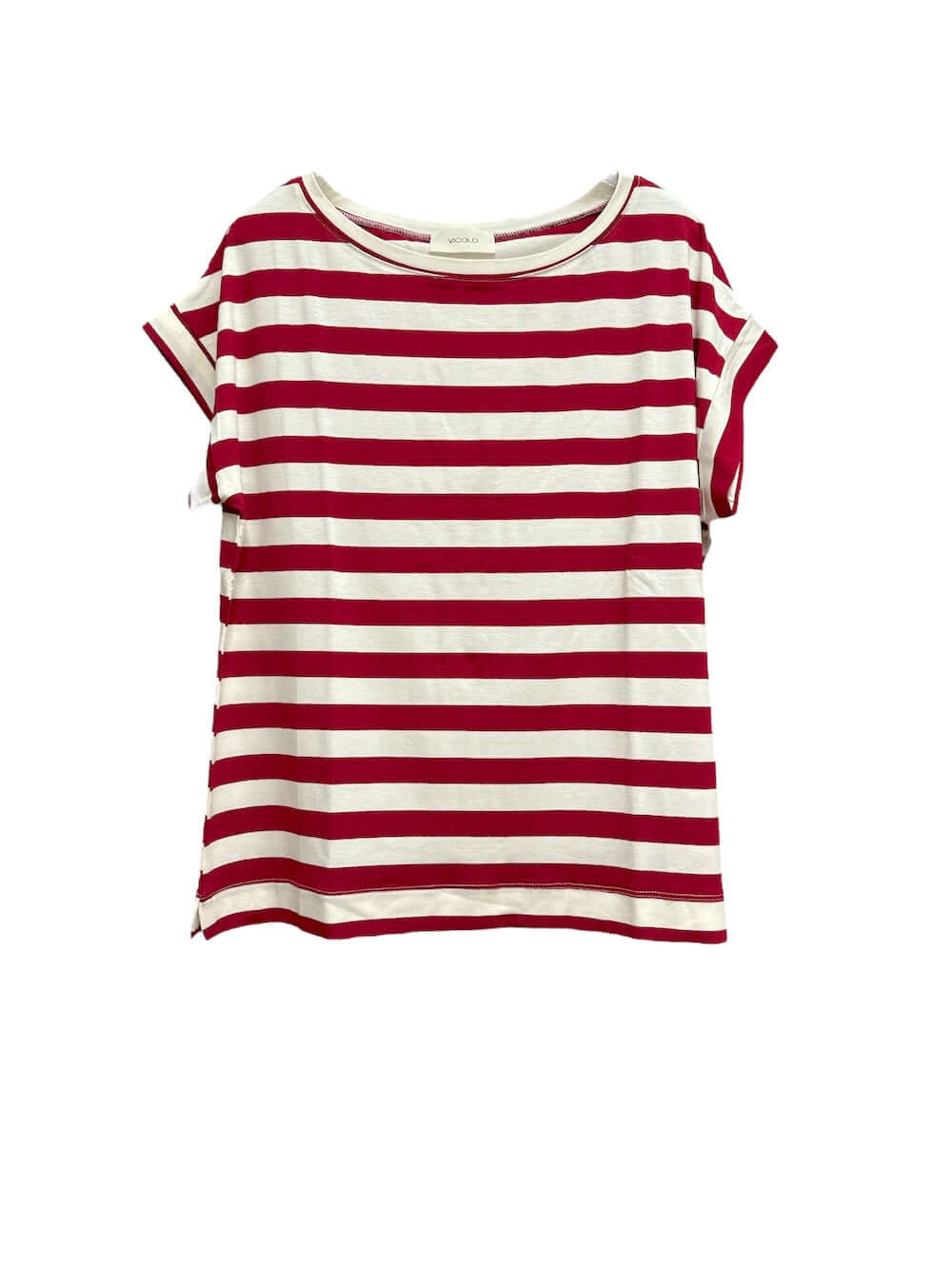 Vicolo red wide striped t-shirt