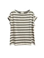 Vicolo light green wide striped t-shirt