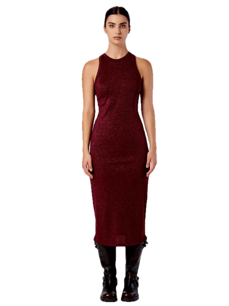 Vicolo red wine lurex dress