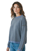 Le îls blue grey line cashmere pullover