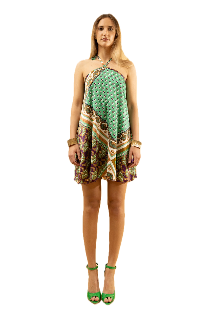 Kontatto purple and green short dress