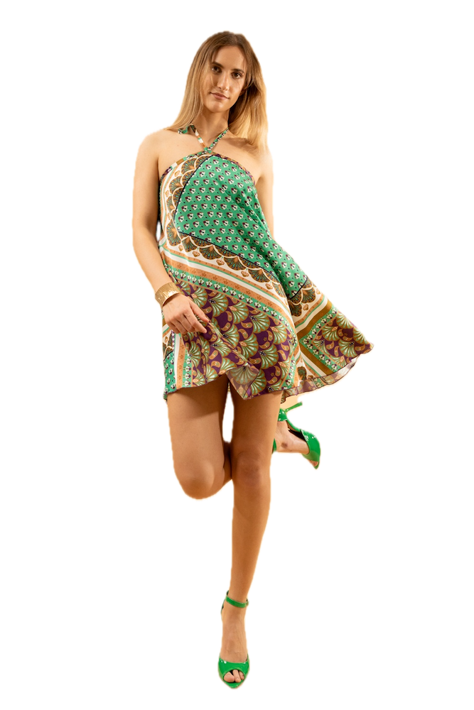 Kontatto purple and green short dress