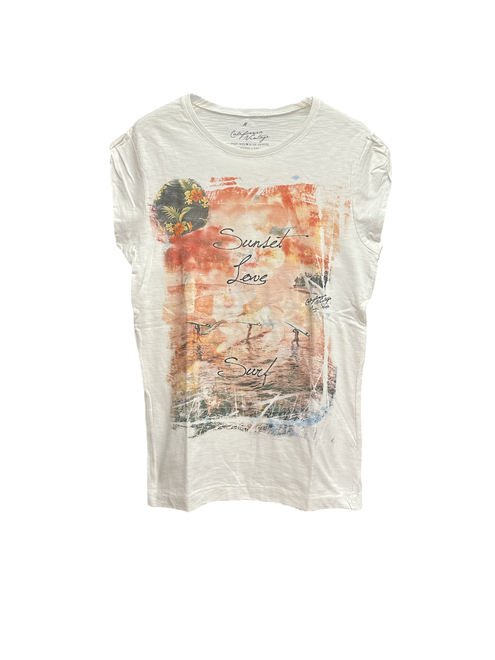 California Vintage sunset love white t-shirt