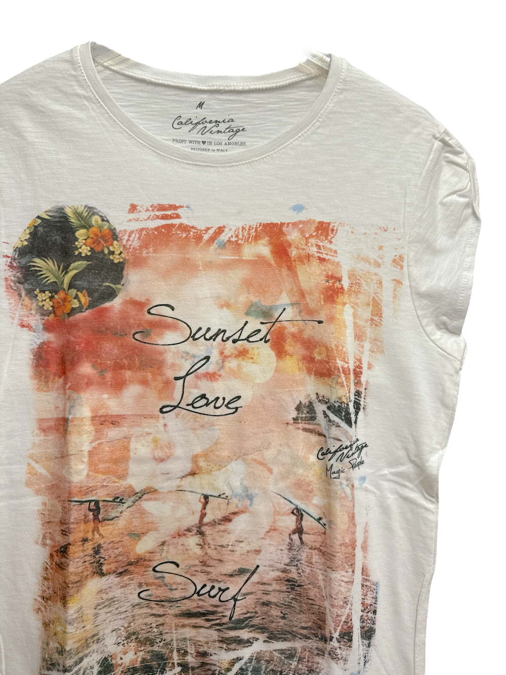 California Vintage sunset love white t-shirt