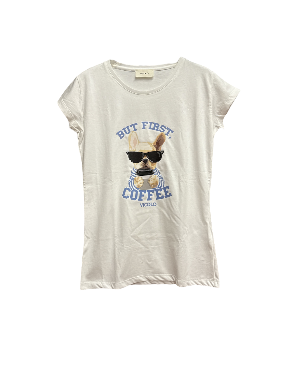 Vicolo but firs coffee white t-shirt