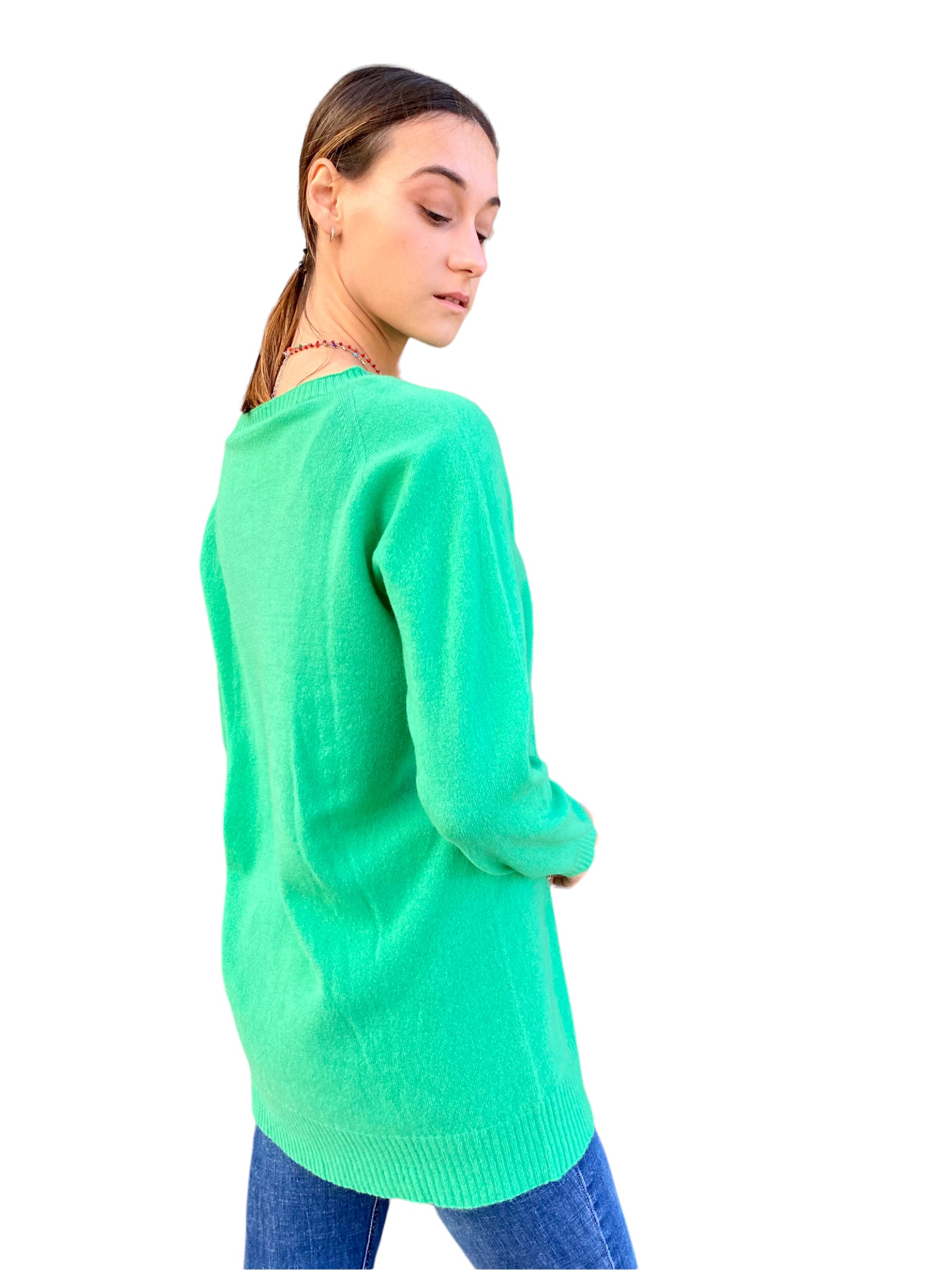 Vicolo long green cashmere pullover