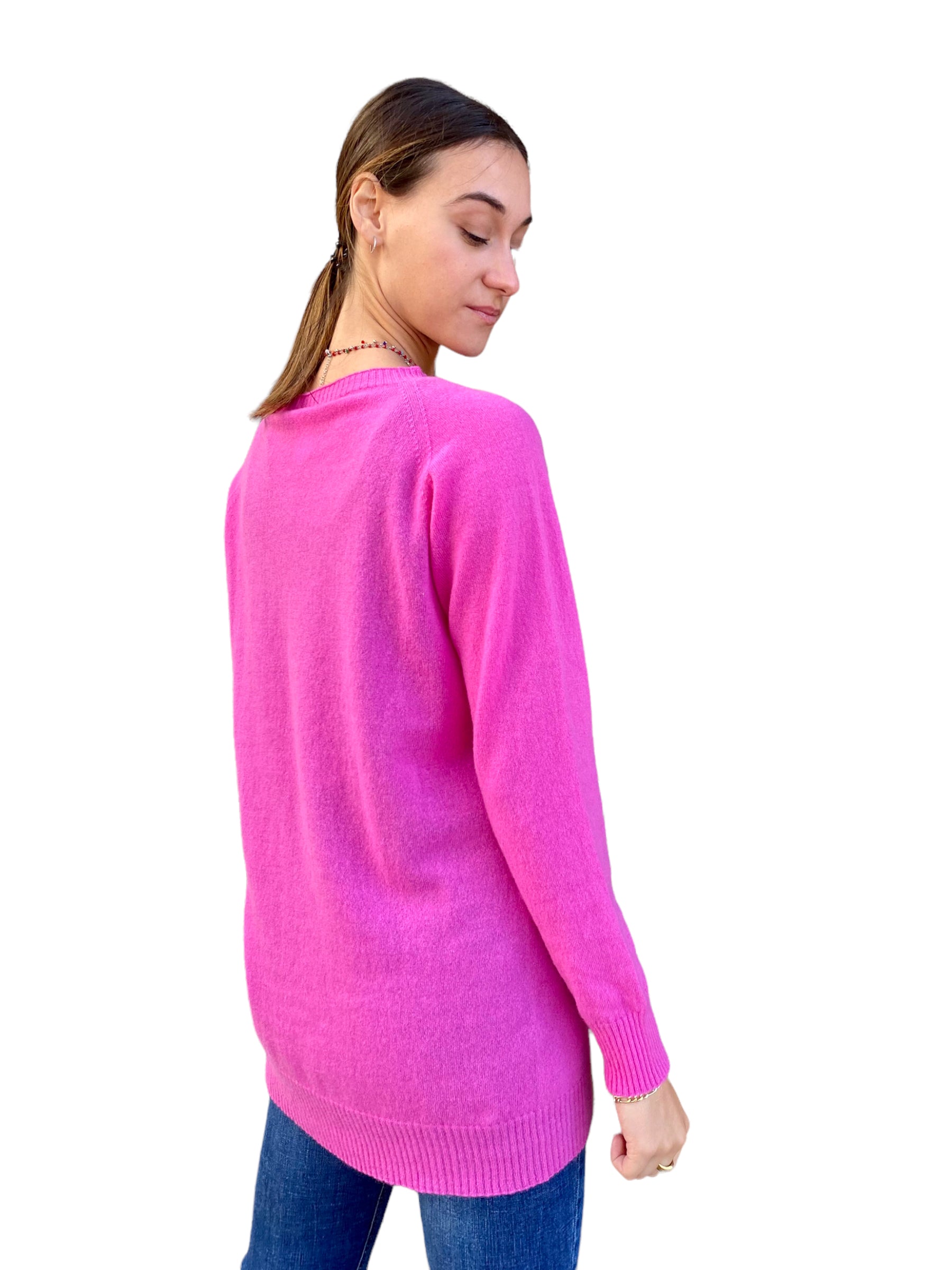 Vicolo long fuchsia cashmere pullover