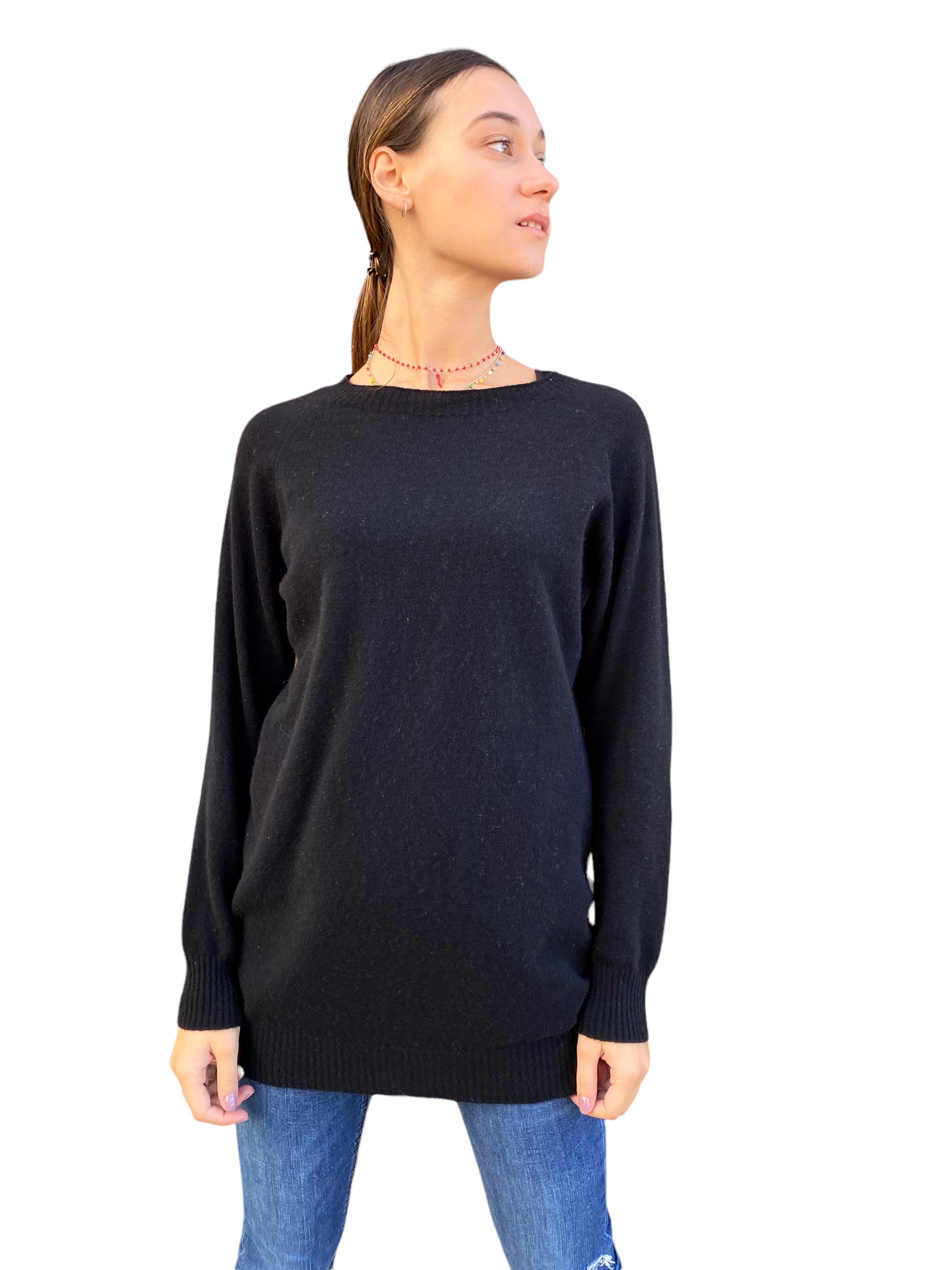 Vicolo long black cashmere pullover