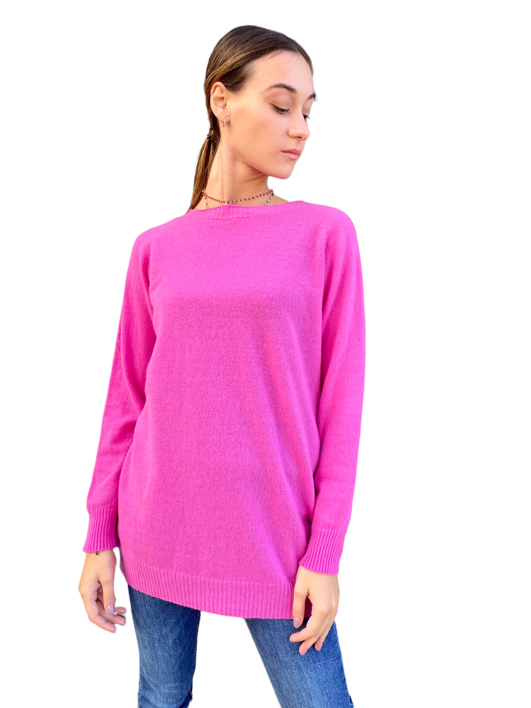 Vicolo long fuchsia cashmere pullover