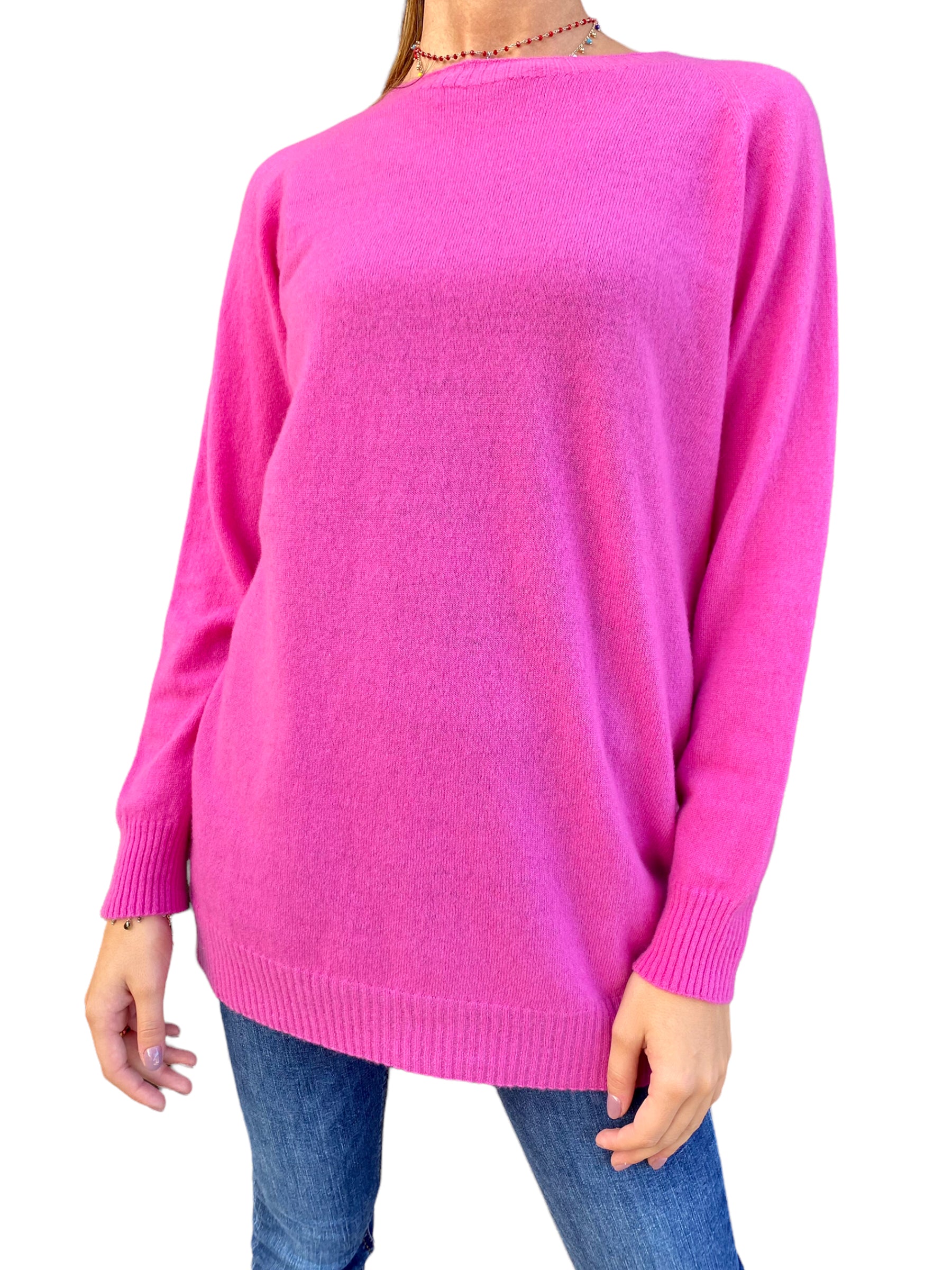 Vicolo long fuchsia cashmere pullover