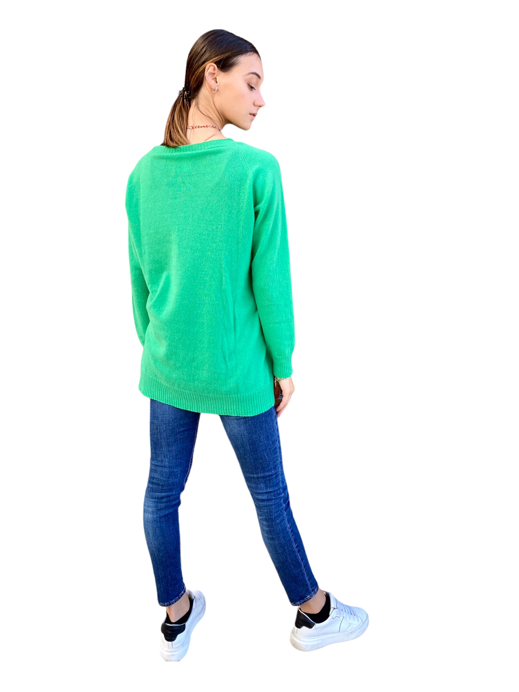 Vicolo long green cashmere pullover