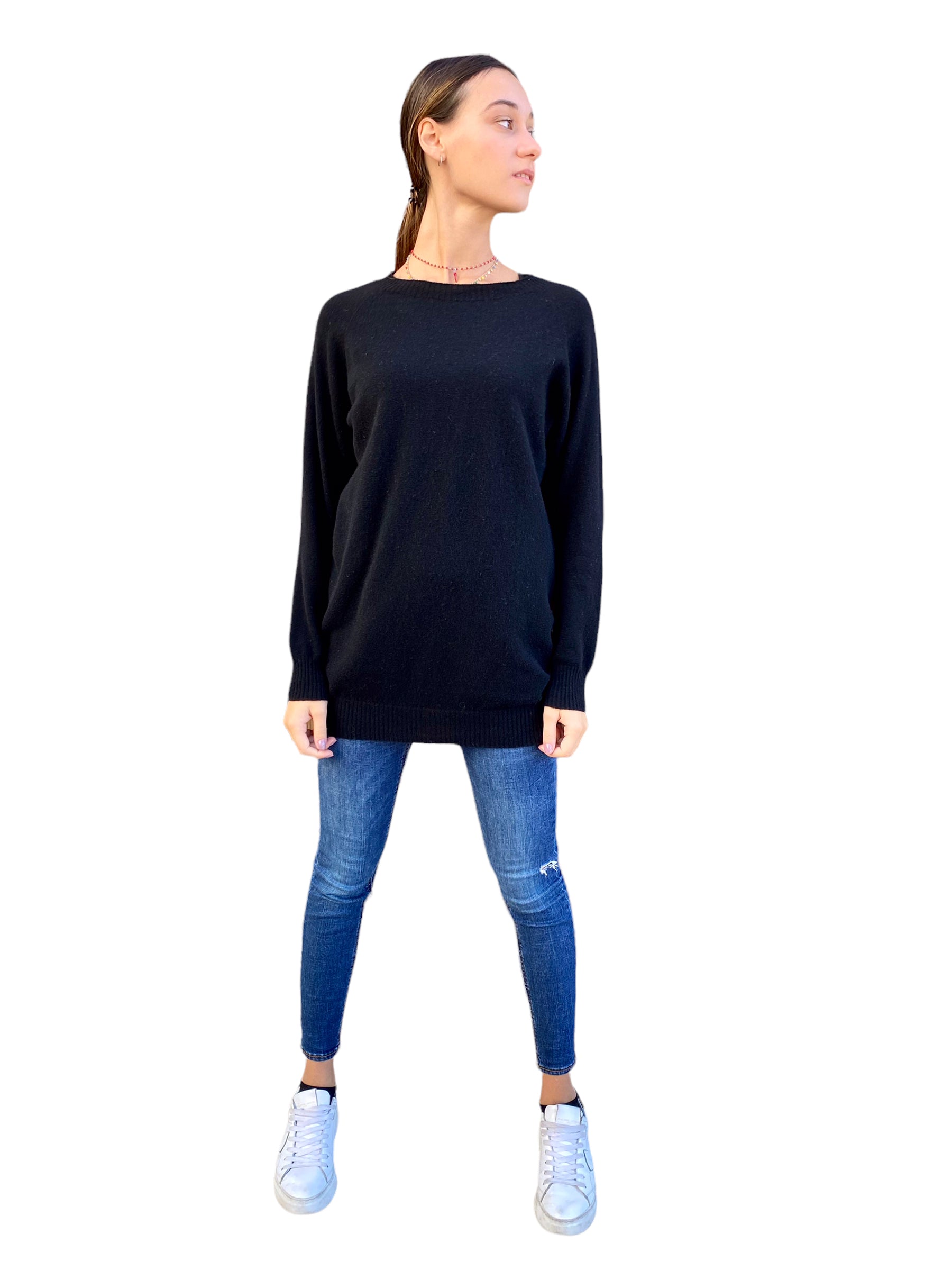 Vicolo long black cashmere pullover